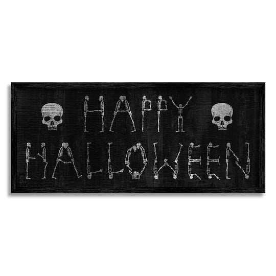 Stupell Industries Happy Halloween Skeleton Letters Framed Giclee Art